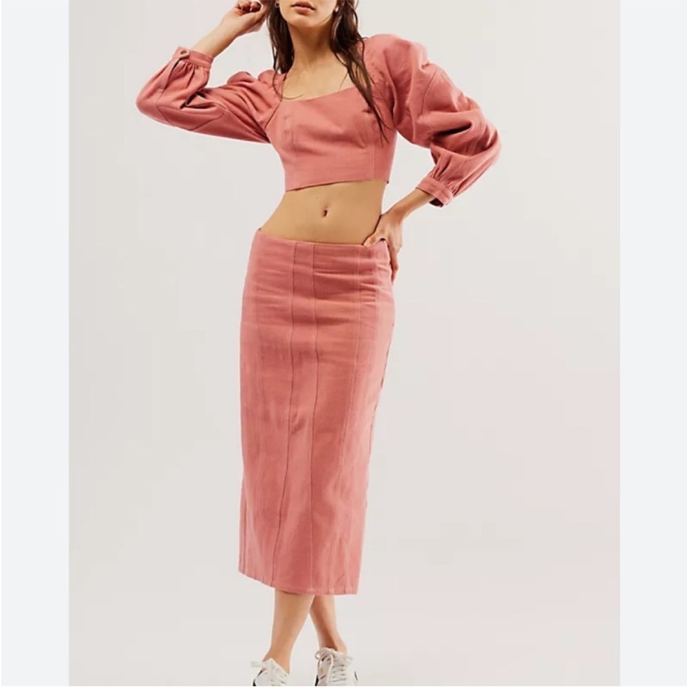Pink Free People Marley Denim Set